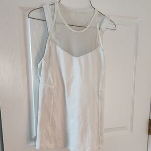 lululemon athletica White Tank Mesh-Trim -Runs like a large or size 10